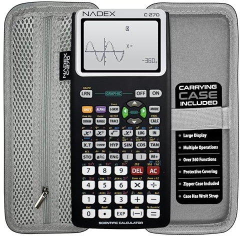 Scientific Calculator with Graphing, Includes Carrying Case, for College and High School Students, Calculus, Algebra, Geometry, Trigonometry, Statistics, Physics, Chemistry, Black