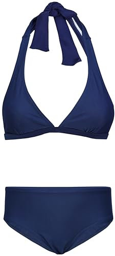 Aquarti Mädchen Bikini Set Bustier Bikinislip Zweiteiliger Badeanzug, Farbe: Zum Binden - Dunkelblau, Größe: 164