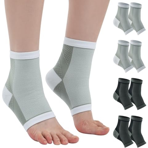 cheap4uk Chevillere Entorse Attelle Cheville 4 Paires Convient à La Tendinite Tendon Achille à La Fasciite Plantaire Et à La Douleur Due à Une Entorse (Blanc+Noir, 38-42)