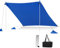 HOMASIS Carpa de Playa Plegable, UPF 50+, Carpa de Sol con Anclajes de Arena y 4 Sacos de Arena, Toldo de campaña con 2 mástiles de Apoyo y Bolsa de Transporte, para jardín de Playa (Azul, 230x200cm)