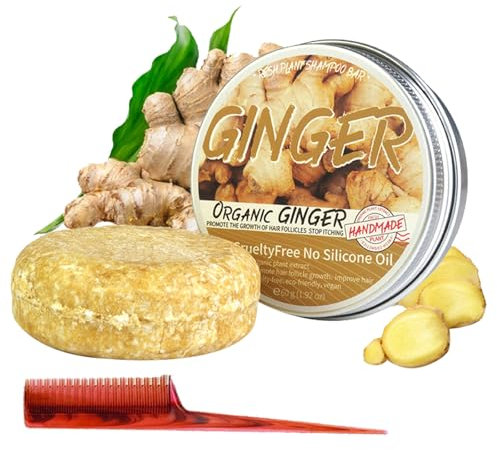 Ginger Hair Regrowth Shampoo Bar,Anti Hair Loss Shampoo Soap,Anti-Hair Loss Hair Growth Shampoo,Solid Shampoo Bar,Shampoo Against Hair Loss,Promotes Healthy Hair Growth 1PC