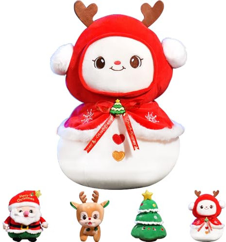 MORAINJAY Weihnachten Kuscheltier Schneemann,9in/23cm Weihnachten Schneemann Weiches Fell Plüsch, Plüschtier Christmas Plüschpuppe Dekoration Stofftier Plüsch Figuren Spielzeug Kinder Mädchen Jungen