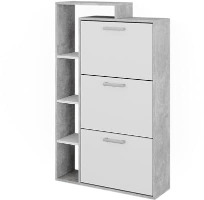 Vicco Schuhkommode Orlando, Schuhregal, Beton, 80 x 128.3 cm mit 3 Fächern