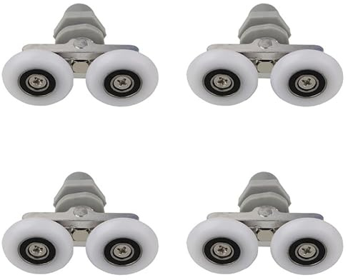4Pcs Curved Shower Door Rollers,Bathroom Rollers,27mm Door Roller Replacement Part,Shower Glass Door Rollers,Double Sliding Roller