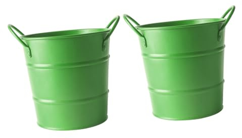 Amosfun 2St Snack-Eimer haushaltshelfer metallfass metalleimer Miniature Ice Bucket Metall Eiskübel Vorspeise Popcorntopf Cookie- Lebensmittelhalter Eisen Green