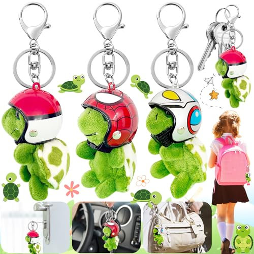 Weploda 3 Pièces Tortue en Peluche Porte - clés, Porte-clés peluche tortue 10cm, Porte-clés tortue en peluche verte, Porte-clés en peluche poupée tortue, décoration de sac à dos