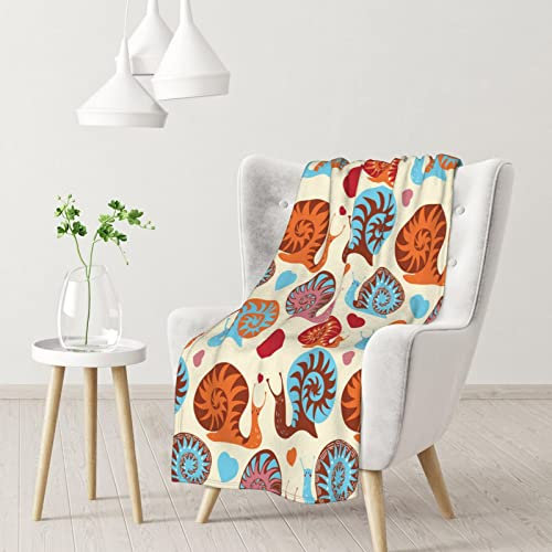 WOTDKG Flanell-Fleece-Überwurfdecke mit niedlicher Schnecke, 76 x 102 cm, Sofaüberwurf, superweiche Mikrofaser, warm, flauschige Decke, Geschenke