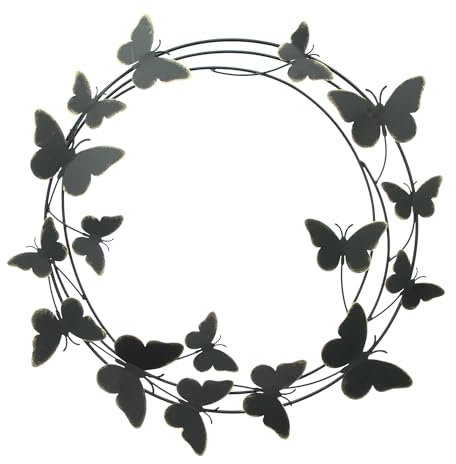 FRANK FLECHTWAREN Wanddeko Schmetterlinge, Metall, mattschwarz, Goldakzente Maße: ca. Ø 50 cm