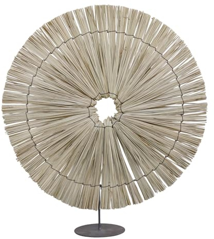 Macosa CA39069 Dekoskulptur Seegras und Metall Moderner Dekoakzent für Wohnzimmer, Sideboard und Regale vers. Größen Boho Skandi Minimalismus (45 x 11 x 50 cm)