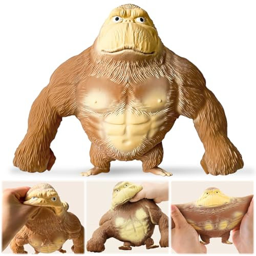 Gorilla Stressabbau Spielzeug, 16 x 17 cm Gorilla Stress Toy, Squishy Monkey Toy, Gorilla-Figur zum Stressabbau, Figuren Stretch-Spielzeug, Stress Relief Toys für Kinder und Erwachsene