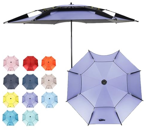 HonunGron 200/220/240cm Großer Strandschirm, Sonnenschirm Angel Windfest UV-Schutz 50+, Angelschirm Mit Erdspieß, Sonnenschirm Für Reise/Camping/Terrasse/Garten/Balkon (200cm,Lila)