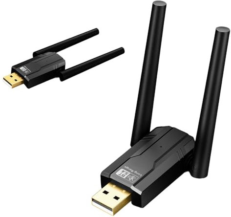 Adaptateur Bluetooth 5.4 USB, Récepteur Bluetooth sans Fil 150 m Longue Portée pour PC Dongle Bluetooth Double Antenne Clé Adaptateur Bluetooth Plug & Play, Faible Latence, Windows 11 10 8.1