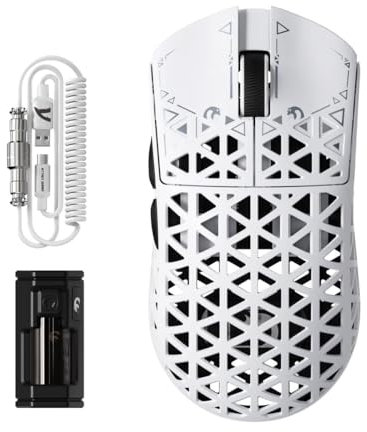 MAMBASNAKE M5 Ultra Carbon Fiber 8000Hz Wireless Gaming Mouse, 39g Superlight, 42000DPI, PAW3950MAX Sensor, Nordic 52840 Chip, Bluetooth/2.4G/USB-C Wired Mice with Mouse Coiled Cable, para PC/Mac
