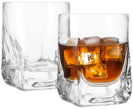 Chabrias Ltd 2 Pack Premium Luxury Ice Cube Drinking Spirits Glass Tumbler Heavy Base 330ml, Whisky, Rum, Gin, Spirits, Cocktails, Bourbon, Rocks, Liquor, Parties, Old Fashioned, Vintage