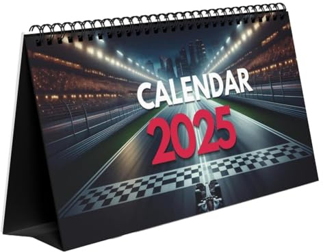 Richeyty Tischkalender 2025 für Formel-Rennsport-Fans, Tischkalender 2025, Kalender, F1-Kalender, Monatskalender 2025