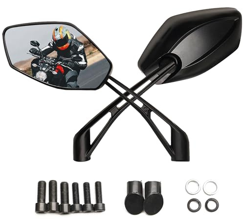 Letgoing Motorrad-Spiegel, E13-zertifiziert, universal, 360° verstellbar, mit M8 M10 Befestigungsschrauben, Motorrad-Außenspiegel für MT07/09, Moped, Straßenrad, Roller, Cruiser, Spiegel