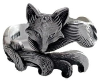 IOETSEUT Damenschmuck Retro Fuchs Ring Weiblicher Schmuck Pflaume Blüte Neun Schwanz Fuchs Ringe Für Männliche Trendige Persönlichkeit Thailändisch Silber Ring Offen Thai Silber Ring