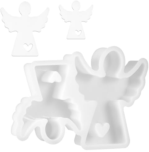 2 Stück Silikonform Engel,3D Silikonformen Gießformen,Große und Kleine Silikonform Weihnachten,Silikon Formen zum Gießen Engel Figur,Silikon Gießformen für Geburtstag Hochzeit Weihnachten Ostern(B)