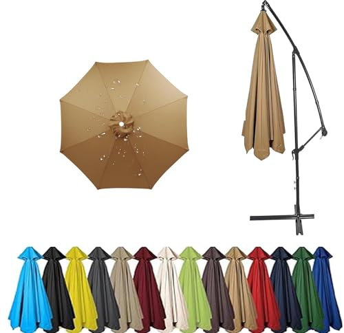Toldo De Recambio De Sombrilla 4.0/3.5 Metros para 8 Brazos, Cubierta De Sombrilla De Tela De Repuesto, para Jardín, Patio, Terrazas (Brown,8ribs:3.5m/11.5ft)