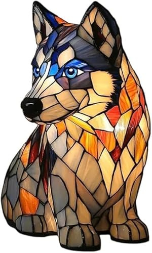Donubiiu Lampe Hund- Handgefertigte Lampe, die Herzen Erstrahlen lässt, Dackel Bulldogge Border Collie Pudel, Dekorative Led Hundelampe (Husky)