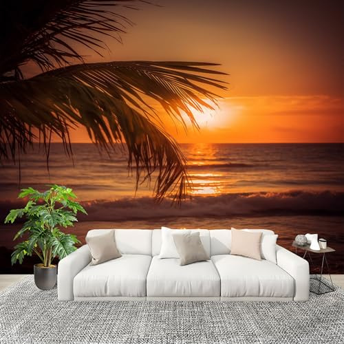 Sonnenuntergangsblick Auf Das Meer 3d Tapete - 250x175 cm, Fototapete Schlafzimmer - Deko Wohnzimmer - Wallpaper - WunderschöN Und Romantisch - Wand Poster - Wandtapete - Wanddeko - Vliestapete