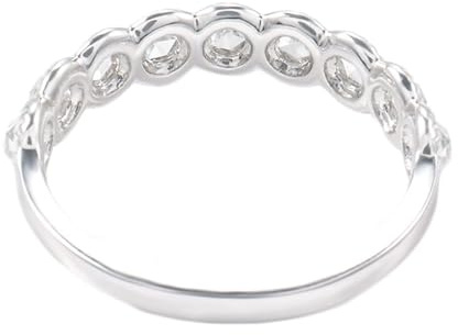 Homxi Women Promise Ring 14 ct White Gold, Round with Moissanite, Ring for Women Silver Size N 1/2