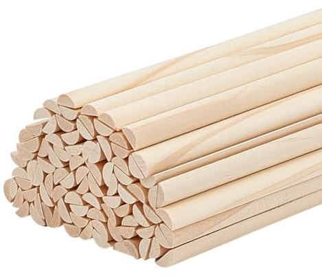 Tiges de bois rondes, Paquet de 100 tiges chevilles en bois demi-rondes 30-35 cm for l'artisanat bricolage(35cm)