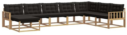 vidaXL Outdoor-Sofagarnitur mit Kissen 8 pcs Weiß und Schwarz, Moderne Garten-Sofa-Set, robuster Akazienholz, Bequeme Liege, stilvolle Freizeitmöbel für draußen