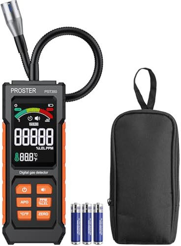 Proster Natural Gas Detector - Gas Leak Detector with 10.6 Inch Gooseneck | Tri-Colour Bar Chart Display & Audible Alarm, Propane Leak Detection for Methane, Butane and More for Home, RV