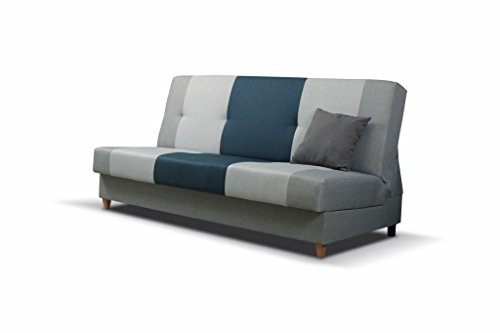 mb-moebel Sofa mit Schlaffunktion Couch Wohnzimmer Schlafsofa BLAU Mix (Blau)