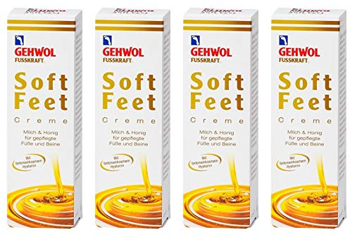 4x GEHWOL FUSSKRAFT Soft Feet Creme mit Milch & Honig 125 ml (500 ml)