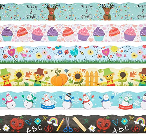 Bright Creations 6 sortierte Rollen für Pinnwand, Klassenzimmer Trimmer, 11,9 m pro Design