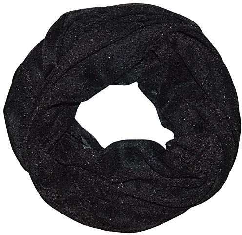 thb Richter Damen Glitzerschal Schlauchschal Loopschal Einfarbig Uni Sommerschal mit Glitzer Strass Loop Tuch Tücher Schals (Schwarz)