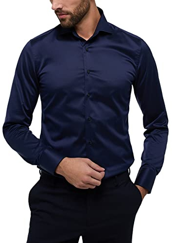 ETERNA Slim Fit 1863 Hemd super Langer Arm Haifischkragen Twill Navy