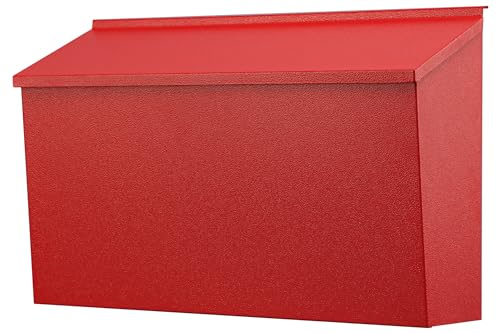 KYODOLED Briefkasten zur Wandmontage, großer Briefkasten, verzinkter Stahl, rostfreier Metall-Briefkasten, Briefkästen für draußen, 40 x 24 x 12 cm, rot