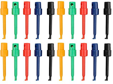 20 Stück Test Hook Clip, Messklemmen Große Runde Einzelhaken Clip Testsonde für Elektronische Tests Multimeter Bunter Testsonden-Grabber(Large Test Hook)