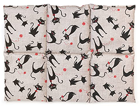 Giraffenland Rapssamenkissen groß 40x30cm 6-Kammer - Katzen - Wärmekissen Körnerkissen z.B. als Rückenkissen & Bauchkissen - Rapssamen Kissen 30x40 - Katze-Mimi
