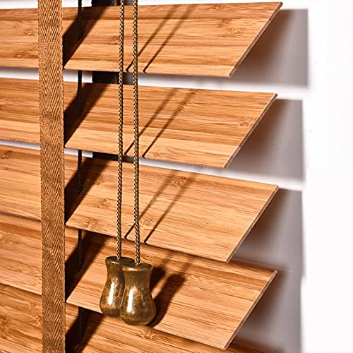 Holz Jalousie Jalousette,Büro Fensterrollos,Rollo Holz mit Seitenzug,Bambusrollo,Fenster Sichtschutz Rollos Raffrollo Bambus,für Zuhause Studie Wohnzimmer,Anpassbare (130x160cm/51x63in,Carbonized)