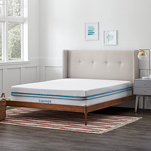 Linenspa Matratzenauflage aus Memory-Schaum, 10 cm, mit Bezug mit Reißverschluss, Matratzenauflage, europäisches Einzelbett (90 x 200 cm), Weiß