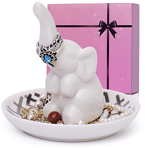 FORAGIFT Geschenk für Frauen, Keramik-Elefanten-Ringhalter Wunderbares Geschenk für Elefantenliebhaber, Mutter, Schwester, Tante, Freundin, Weihnachtsgeburtstags-Hochzeitsgeschenke für sie
