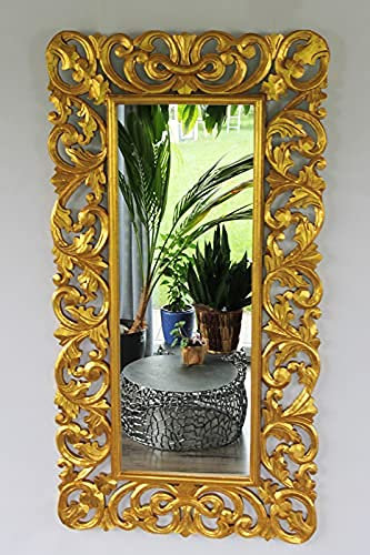 Naturesco Barockspiegel Wandspiegel Flurspiegel Barock Holzrahmen edel Gold 150cm x 80cm