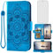Asuwish Handyhülle für Huawei P20 Lite Hülle mit Glas Folie Schutzfolie Kartenfach Klappbar Leder Geldbörse Ständer Hawaii P 20 P20lite 20P ANE-LX1 Nova 3E Handy Mandala Schutzhülle Phone Case Blau