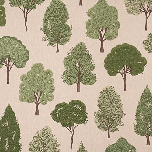 SCHÖNER LEBEN. Dekostoff Forest Trees Bäume Wald Eukalptus Natur grün 1,40m