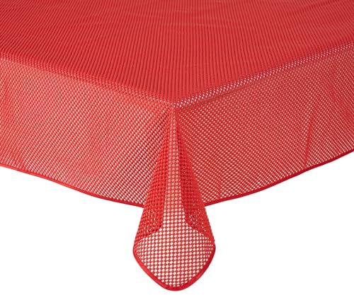 Gartentischdecke Tischdecke Weichschaummaterial Karo einfarbig rutschfest wetterfest 7 Farben und Größen Rot 110x140 cm eckig
