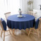 Baumwolle Und Leinen Einfarbig Tischdecke Runde Fleckabweisende Esstisch Outdoor Tischdecken,160cm,blau