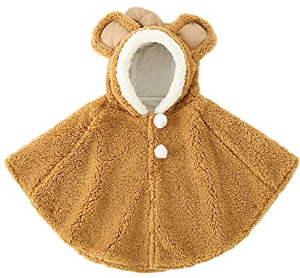 ITODA Mignon Cape à Capuche Bébé Garçon Filles Sweat Laine Doux Poncho Tout-Petits Manteau à Capuchon Coupe-Vent Hiver Automne Vêtements d'extérieur Chaude Châle pour Enfants 0-3ans