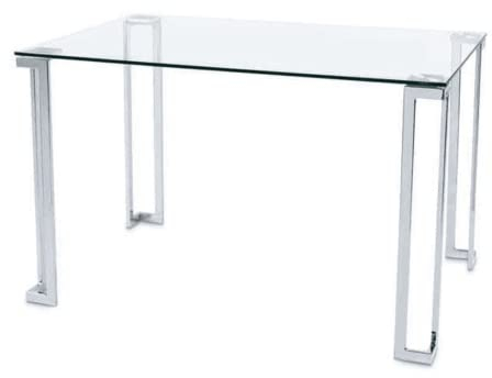 Mesa Fija Universe Rectangular de Cristal y Cromo 120 cm para salón o Comedor diseño Moderno