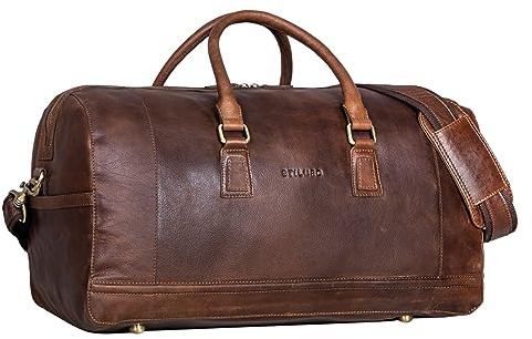 STILORD 'Edson' Leder Weekender Herren Große Damen Ledertasche Vintage Reisetasche Groß Handgepäck Reisegepäck Sporttasche Travel Bag wasserdichte Duffle Bag Echtleder, Farbe:Kansas - braun