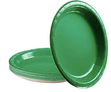 16 Piatti di Carta Verde Foresta per Feste, 17,8 cm, Decorazioni per Natale, Chrismtas per Adulti e Bambini, San