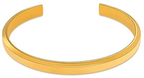 VEXXS Men's Cuff Bracelet, Cuff Bangle Bracelet With Lucky Braiding Ropes, 18K Real Gold Plated Bracelet for Men, Men’s Gold Bracelet Durable No Color Fading Cuban link Bracelet Classic Gift for Men